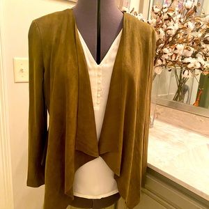DO+BE Olive Faux Suede Drape Front Jacket Size M